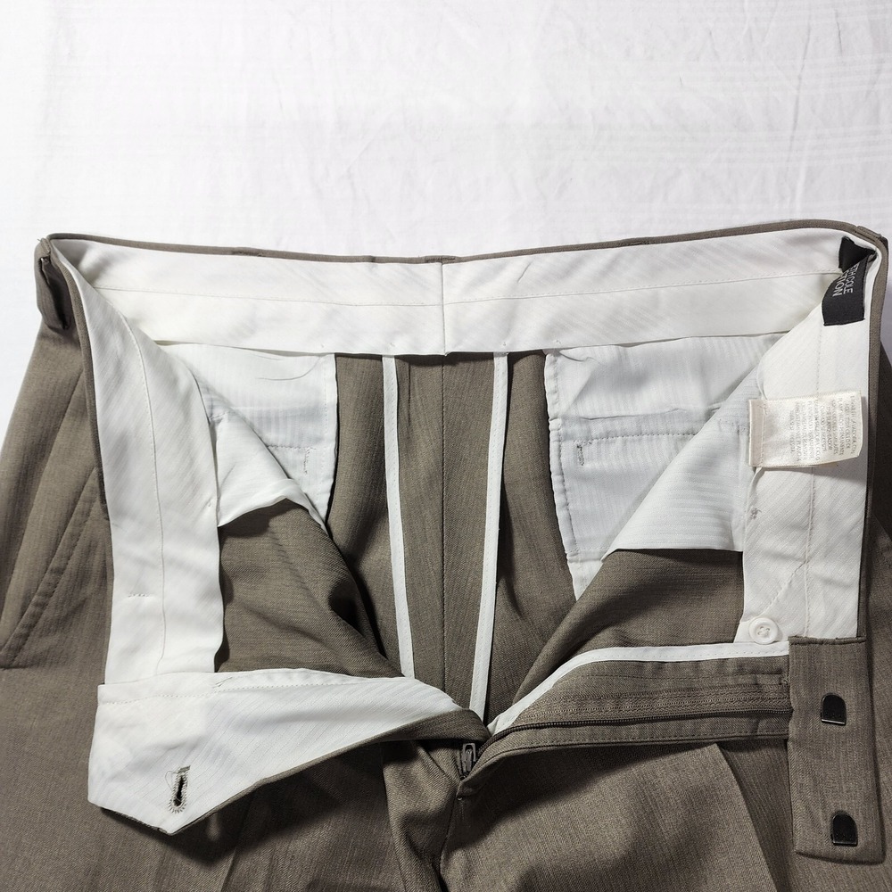 Kenneth Cole Pants Mens Size 34x34 Khaki Casual Button Zip Flat Front Belt Loops - Picture 4 of 16
